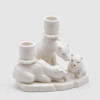 Castiçal Ursos Branco 16cm